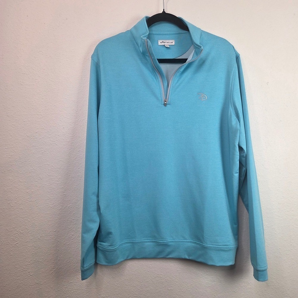 Peter Millar Disney Parks Mens Medium Blue Quarter Zip Golf Pullover Sweater